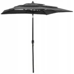 VidaXL 3-poziomowy parasol na aluminiowym słupku, antracytowy, 2x2 m