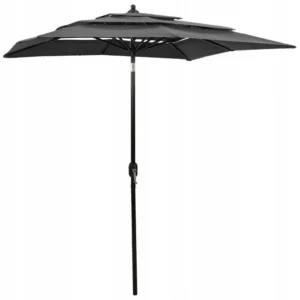 VidaXL 3-poziomowy parasol na aluminiowym słupku, antracytowy, 2x2 m