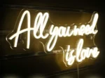 Neon "All You Need is Love" ciepły biały neon ślubny, LED, dekoracja ślubna 2