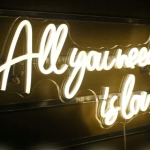 Neon "All You Need is Love" ciepły biały neon ślubny, LED, dekoracja ślubna 2