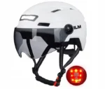 ILM Kask rowerowy dla dorosłych z lampką, na USB, Biały, S/M