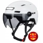 ILM Kask rowerowy dla dorosłych z lampką, na USB, Biały, S/M