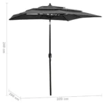 VidaXL 3-poziomowy parasol na aluminiowym słupku, antracytowy, 2x2 m 6