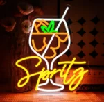 Neon LED z akrylu z drinkiem, ściemnialny neon do baru