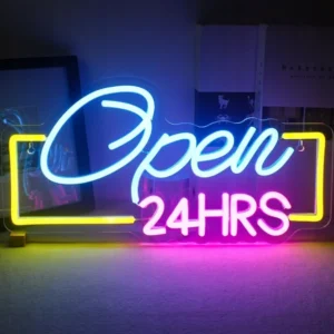 Horseneon Open 24HRS neonowy szyld, neonowy znak LED