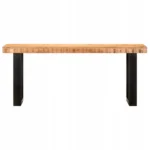 vidaXL Ławka, 110 cm, lite, surowe drewno mango i stal 5