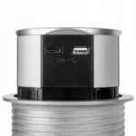 Emuca Chowana listwa zasilająca Vertikal, 3xUE + 2xUSB A,+1x USB C, Srebrna 3