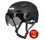 ILM Kask rowerowy z lampką, na USB, Czarny, XS