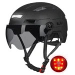 ILM Kask rowerowy z lampką, na USB, Czarny, XS