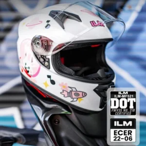 ILM kask Motocyklowy dziecięcy, Różowy, XS 51-52cm 2