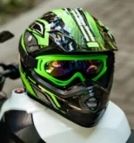 Kask motocyklowy, ILM Kids dla dzieci, Zielono-czarny, r.51-52cm Rozmiar S 2