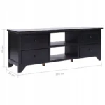VidaXL Szafka RTV czarna 108 x 30 x 40 cm lite drewno paulownia 7