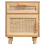SZAFKI NOCNE 2 SZT DREWNO SOSNOWE I RATTAN BOHO 4