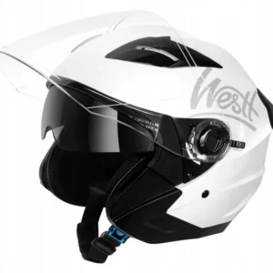WESTT Jet kask motocyklowy, kask na skuter, z podwójnym wizjerem, S 55-56cm