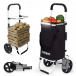 Wózek na zakupy AREBOS 3w1 56 L Czarny- składany, mocny, lekki na prezent