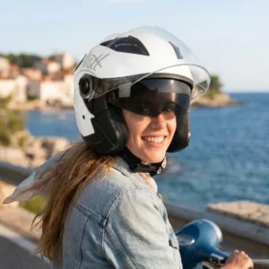 WESTT Jet kask motocyklowy, kask na skuter, z podwójnym wizjerem, S 55-56cm 2