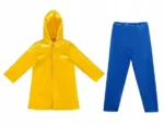 Strój Coraline dla dzieci z żółtą peleryną i niebieskimi spodniami 135cm