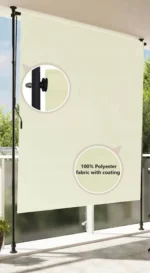 VidaXL Kremowa roleta zewnętrzna balkonowa z korbką odporna na UV 150x270 6