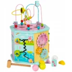 Drewniana zabawka-puzzle Kostka Aktywności Centrum Pastel