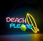 LED neonowy znak ścienny impreza letnia 41x25cm, neon surfing, plaża