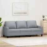 Sofa 3-osobowa, jasnoszara, 180 cm, tapicerowana tkaniną 2