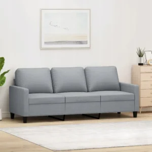 Sofa 3-osobowa, jasnoszara, 180 cm, tapicerowana tkaniną 2