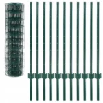 Siatka VidaXL Euro, słupki, zielone, 20 x 1 m