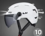 ILM Kask rowerowy dla dorosłych z lampką, na USB, Biały, S/M 3