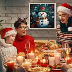 Zestaw do malowania diamentami dla dorosłych, DIY 5D Boże Narodzenie bałwan 2