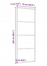 Vidaxl Drzwi Przesuwne Matowe Szkło Esg Aluminium 76x205cm Czarne 4