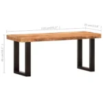 vidaXL Ławka, 110 cm, lite, surowe drewno mango i stal 8