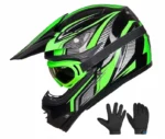 Kask motocyklowy, ILM Kids dla dzieci, Zielono-czarny, r.51-52cm Rozmiar S 7