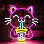 Neonowy znak kota do dekoracji ściennych, neon kota, koci neon znak LED