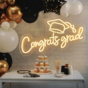 Neon LED z akrylu z gratulacjami, ściemnialny baner z gratulacjami
