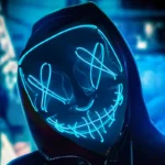 MASKA LED ŚWIECĄCA LED HALLOWEEN IMPREZA NIEBIESKA 12