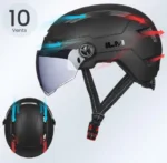 ILM Kask rowerowy z lampką, na USB, Czarny, XS 4