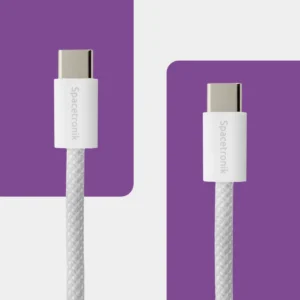 Kabel Szybkiego Ładowania 2xUSB-C PD100/240W Spacetronik 1m Biały Oplot 2