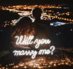 Neon LED Wanxing Will you marry me? Wyjdziesz za mnie? 42 x 25 cm biały