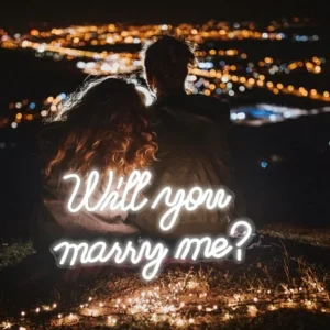 Neon LED Wanxing Will you marry me? Wyjdziesz za mnie? 42 x 25 cm biały