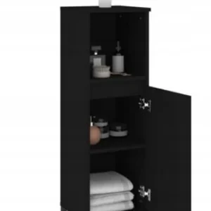 vidaXL Szafka łazienkowa, czarna 30x30x100 cm, materiał drewnopochodny 2