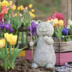 Figurka ogrodowa Solarna LED kota 20cm Yeomoo figurka kot z latarnią 6