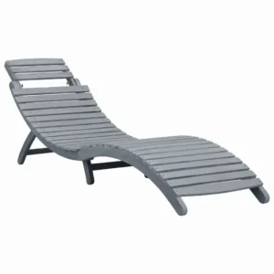 vidaXL Leżak, szary, lite drewno akacjowe, leżak ogrodowy, leżak plażowy