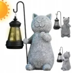 Figurka ogrodowa Solarna LED kota 20cm Yeomoo figurka kot z latarnią