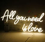Neon "All You Need is Love" ciepły biały neon ślubny, LED, dekoracja ślubna