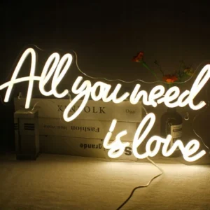 Neon "All You Need is Love" ciepły biały neon ślubny, LED, dekoracja ślubna