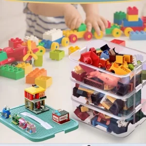 Dziecięce pudełko do przechowywania z pokrywką na klocki Lego,