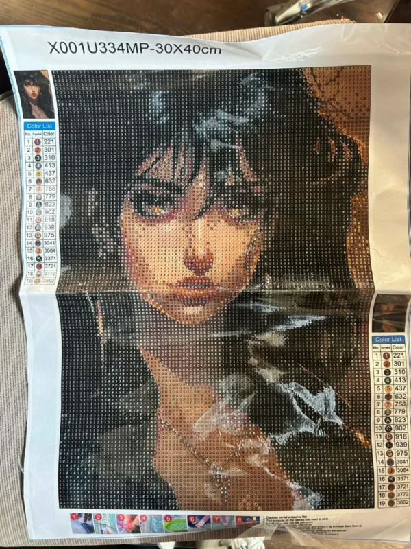 Haft Diamentowy 5D Malowanie Diamentami 30x40cm panna w ciemnuch włosach