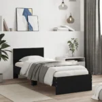 Łóżko pojedyncze drewniane VidaXL 90x200 czarny 3