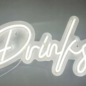 Looklight Neonowy znak, napoje, dekoracja ścienna, ciepła biel, Drinks