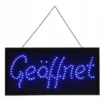 Tablica reklamowa LED, niebieska tablica, Geoffnet, otwarte niemiecki